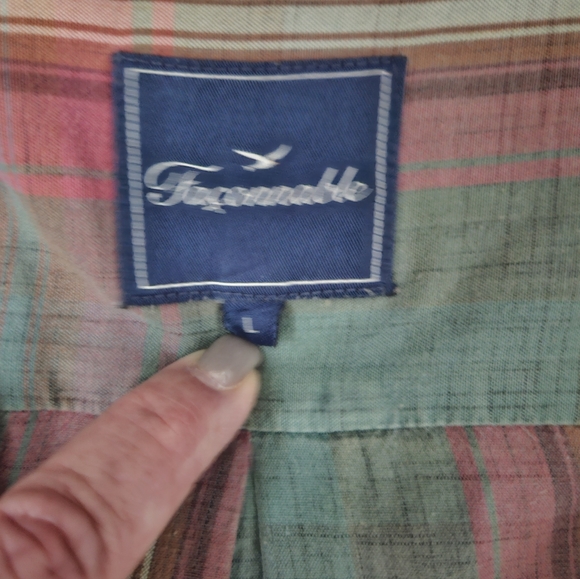 FACONNABLE Green & Rose Plaid Madras Short Sleeve 100% Cotton Shirt | SZ 42 - Picture 7 of 10